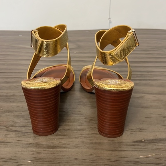 FRANCO SARTO GOLD STRAPPY CHUNKY HEELS 6 - Picture 6 of 16